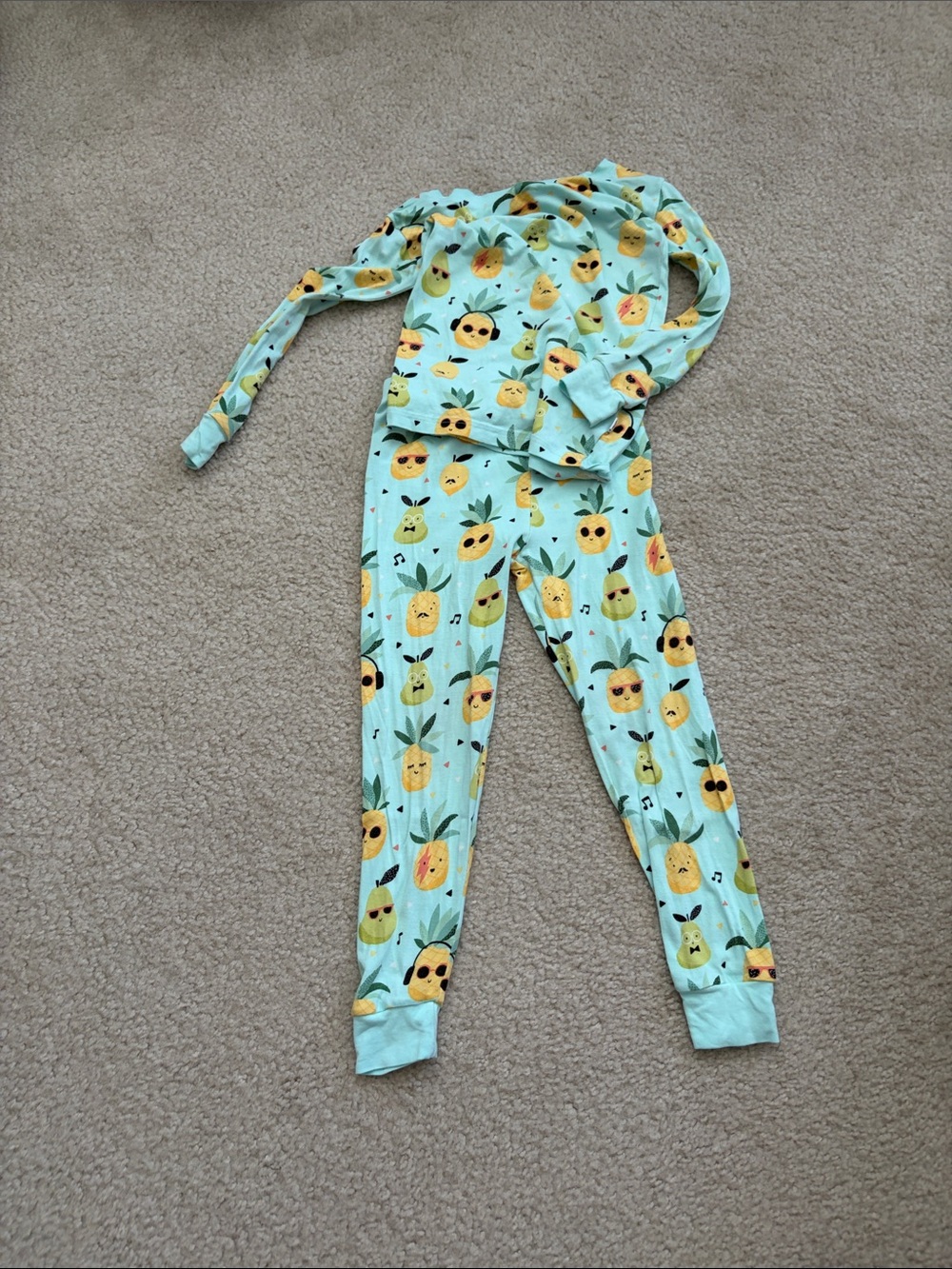 Little Sleepies Pineapple Print One-Piece Pajama - Mint and Yellow